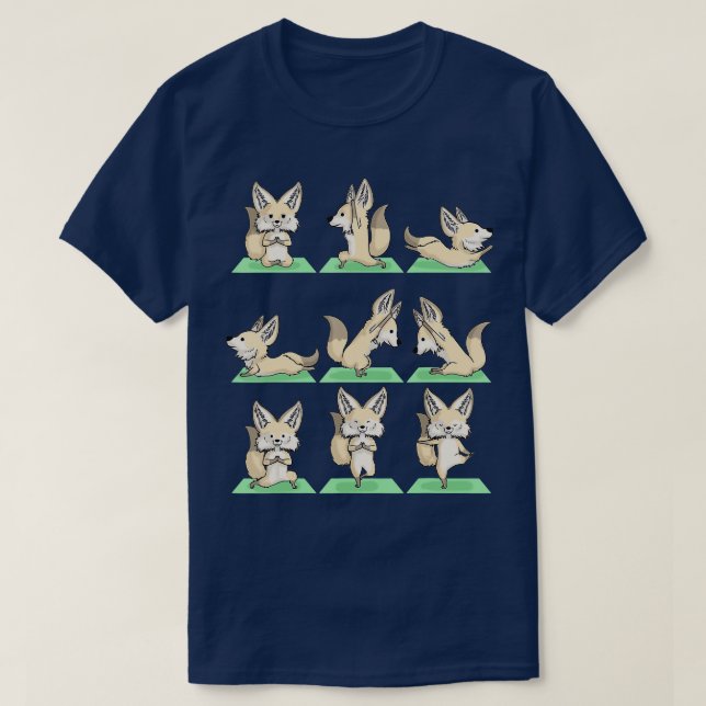 Fennec Fox Yoga Pose Zen Cute Workout Exercise Yog T-Shirt (Design Front)