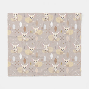 Fennec Foxes Arrows and Feathers Fleece Blanket