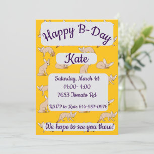 Fennec Foxes Happy Birthday Invitation