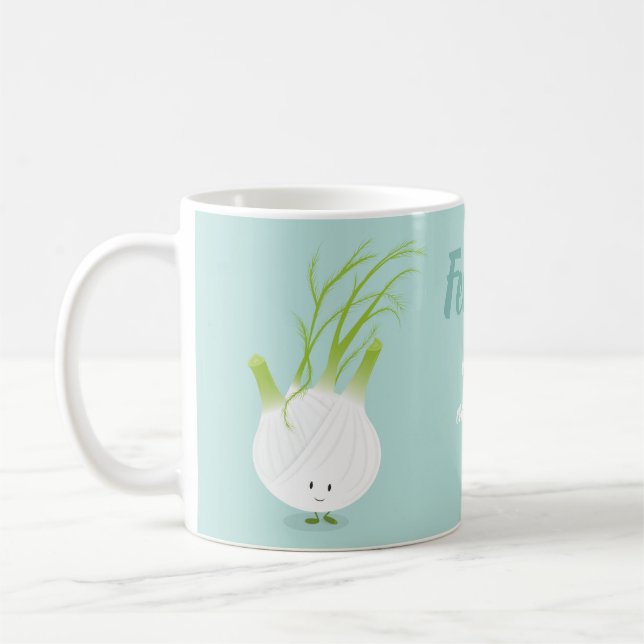Fennel Makes Everything Fancy Blue White Cute Food Coffee Mug (Left)