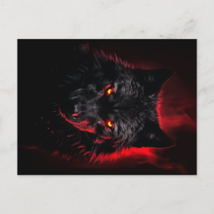 Fenrir - Black Wolf with Red Eyes Postcard