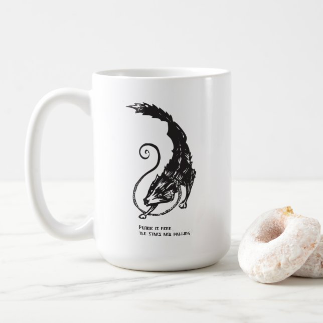 Fenrir Fenris is free dog viking norse mythology Coffee Mug (With Donut)