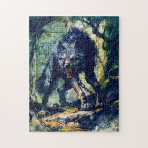 Fenrir Wolf Chained in Mystical Scene Jigsaw Puzzle