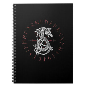 Fenrir Wolf Of Odin Celtic Norse Runes Distressed Notebook