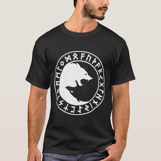 FENRIR ying yang to Norse Odin Viking Ragnarok Tho T-Shirt (Front)
