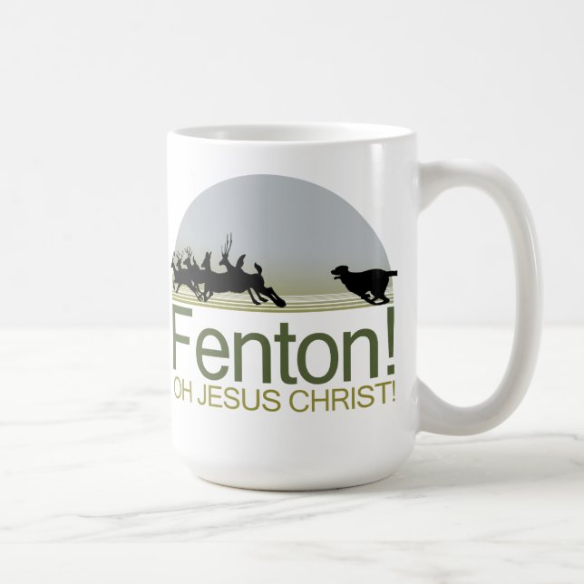 Fenton! the dog chasing deer in Richmond Park Coffee Mug (Right)
