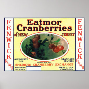 Fenwick Eatmor Cranberries Brand Label Poster