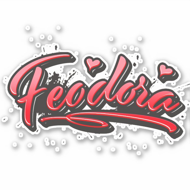 Feodora red Heart Graffiti Sticker (Front)