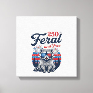 Feral 250 and Free Racoon Patriotic Vector Design Canvas Print