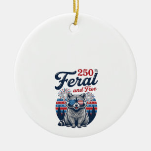 Feral 250 and Free Racoon Patriotic Vector Design Ceramic Tree Decoration