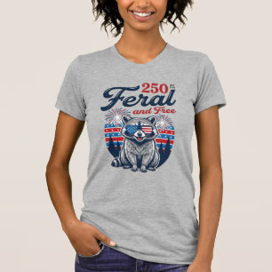 Feral 250 and Free Racoon Patriotic Vector Design T-Shirt