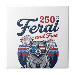 Feral 250 and Free Racoon Patriotic Vector Design Tile