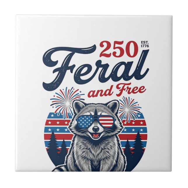 Feral 250 and Free Racoon Patriotic Vector Design Tile (Front)