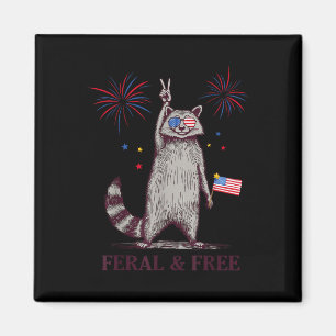 Feral & Free Funny Patriotic Racoon Feral And Magnet