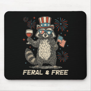 Feral & Free Funny Patriotic Racoon Feral And Mouse Mat