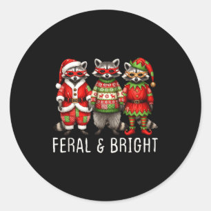 Feral And Bright Raccoon Santa Christmas Holiday T Classic Round Sticker