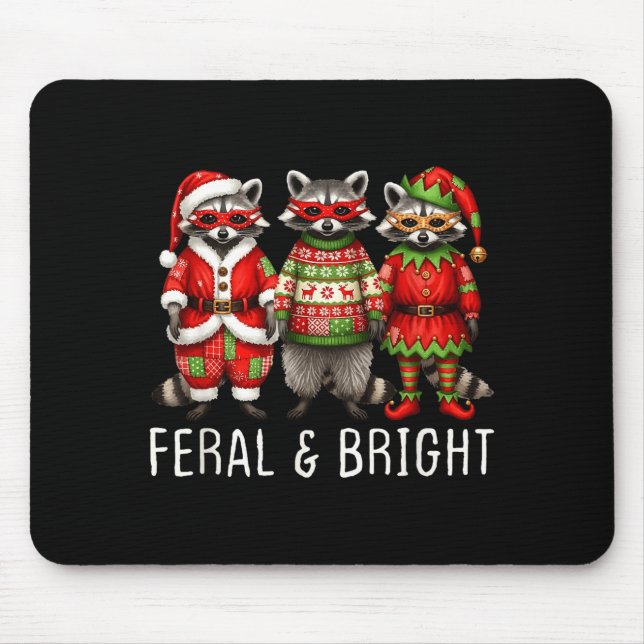Feral And Bright Raccoon Santa Christmas Holiday T Mouse Mat (Front)