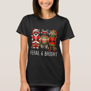 Feral And Bright Raccoon Santa Christmas Holiday T T-Shirt