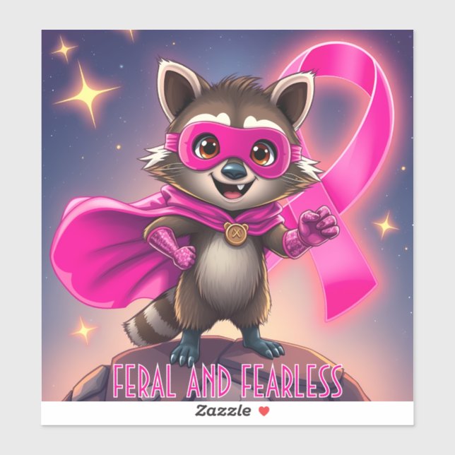 Feral and Fearless Racoon Breast Cancer Awareness (Sheet)