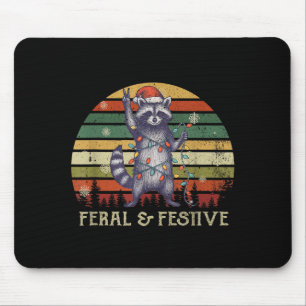 Feral And Festive Raccoon Santa Christmas Holiday Mouse Mat