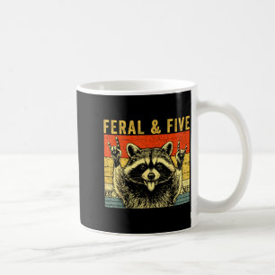 Feral and five racoon funny 5th birthday girls coffee mug