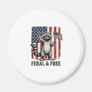 Feral and Free Patriotic Racoon Vintage Shirt Des Magnet