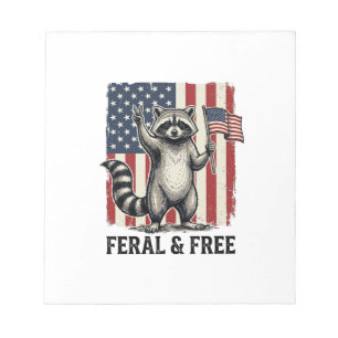 Feral and Free Patriotic Racoon Vintage Shirt Des Notepad