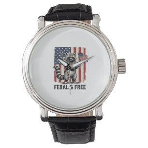 Feral and Free Patriotic Racoon Vintage Shirt Des Watch
