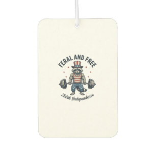 Feral and Free Patriotic Racoon Weightlifting Shi Car Air Freshener