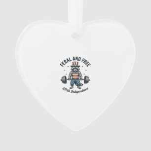 Feral and Free Patriotic Racoon Weightlifting Shi Ornament