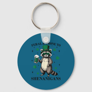 Feral and prone to shenanigans funny raccoon st key ring