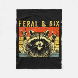 Feral and six racoon funny 6th birthday girls fleece blanket