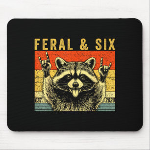 Feral and six racoon funny 6th birthday girls mouse mat