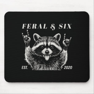 Feral and six racoon funny 6th birthday girls mouse mat