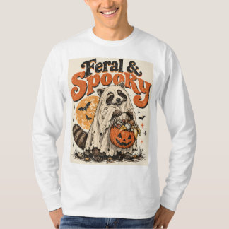 Feral and Spooky Funny Racoon Ghost Vintage  T-Shirt