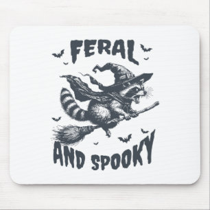 Feral And Spooky Racoon Witch Hat Halloween Funny Mouse Mat