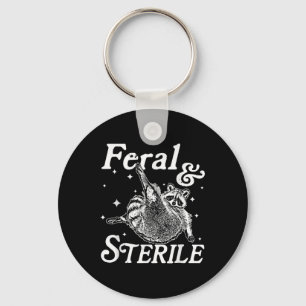 Feral And Sterile, Funny Racoon Meme Key Ring