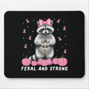 Feral And Strong Racoon Breast Cancer Warrior Fig Mouse Mat