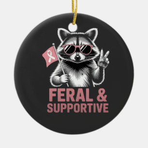 Feral and Supportive Breast cancer awareness Ceramic Tree Decoration