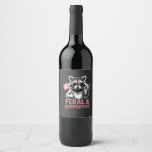 Feral and Supportive Breast cancer awareness Wine Label
