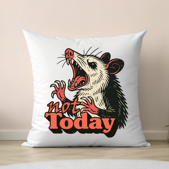 Feral Angry Possum Not Today Typography Cushion (Make a fierce statement with this feral possum design
)