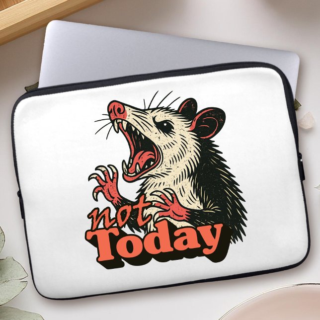 Feral Angry Possum Not Today Typography Laptop Sleeve (Make a fierce statement with this feral possum design
)