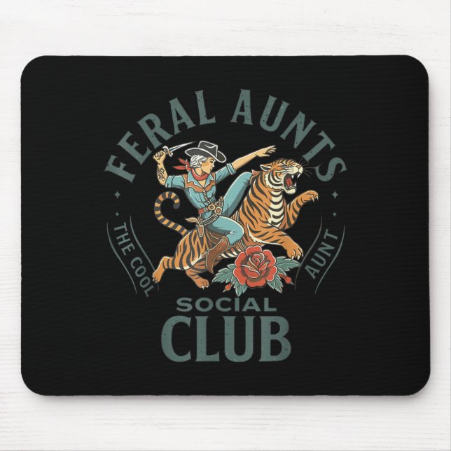 Feral Aunts Social Club Western Cowgirl Riding Tig Mouse Mat (Front)