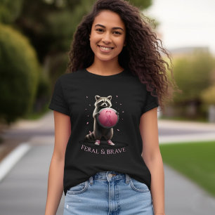 Feral & Brave Breast Cancer Awareness Racoon T-Shirt
