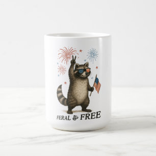 Feral But Free Fireworks Feral Raccoon 4th Of July Coffee Mug