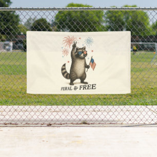Feral But Free Fireworks Feral Racoon 4th Of July Banner