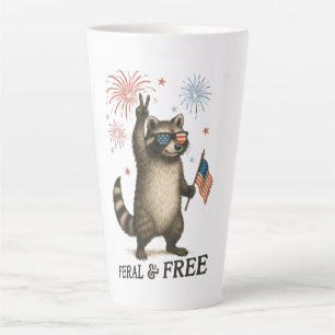 Feral But Free Fireworks Feral Racoon 4th Of July Latte Mug