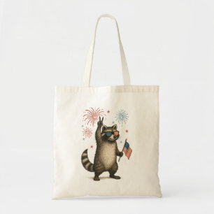 Feral But Free Fireworks Feral Racoon 4th Of July Tote Bag