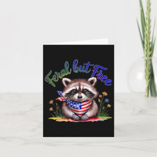 Feral But Free Funny Raccoon 4th Of July Womens Pa Card