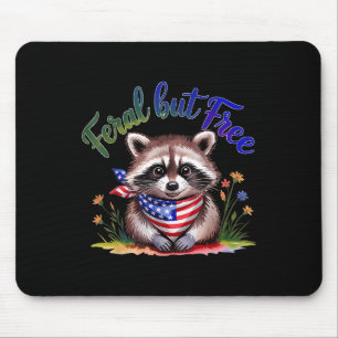 Feral But Free Funny Racoon 4th Of July Womens Pa Mouse Mat